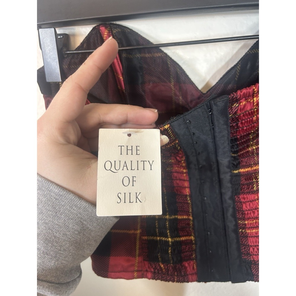 NWT Victoria Secert Gold Label Silk Plaid Strapless Corset Small Velvet VTG - Picture 4 of 6